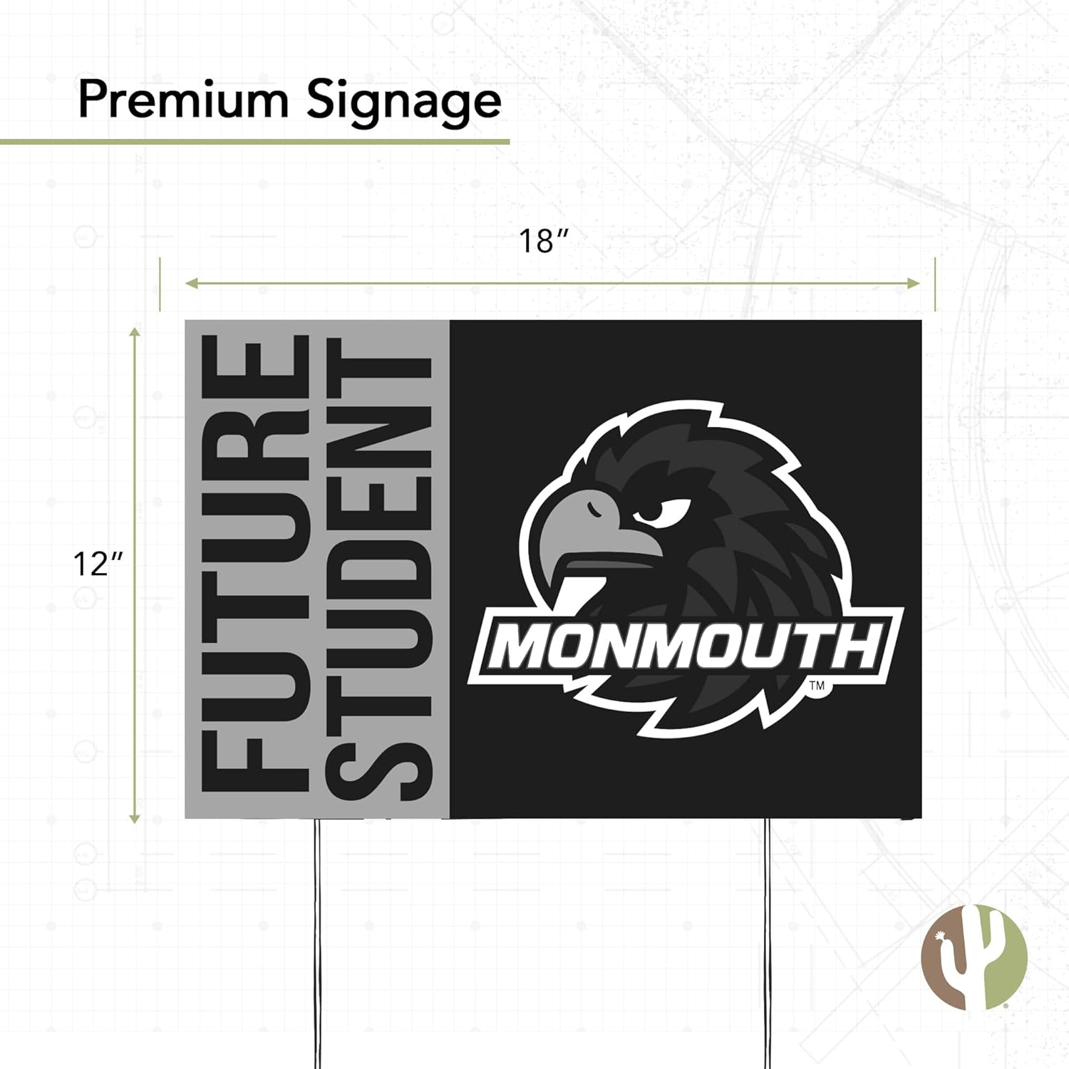 Desert Cactus Monmouth University Hawks 12x18" Graduate Graduation Celebration Yard Sign Graduates Outdoor Lawn Display with Stakes (Grad Sign 4)
