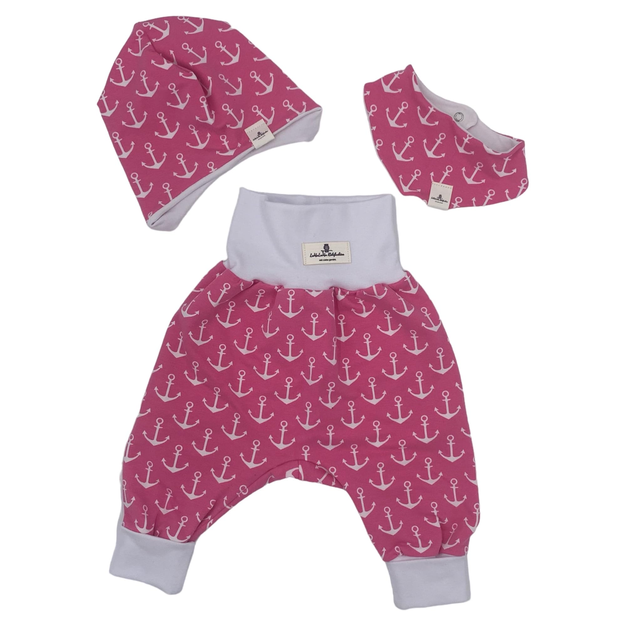 Baby Set, GeschenkSet, Geburtsgeschenk, 3 teiliges Set, Pumphose, Latz, Mütze
