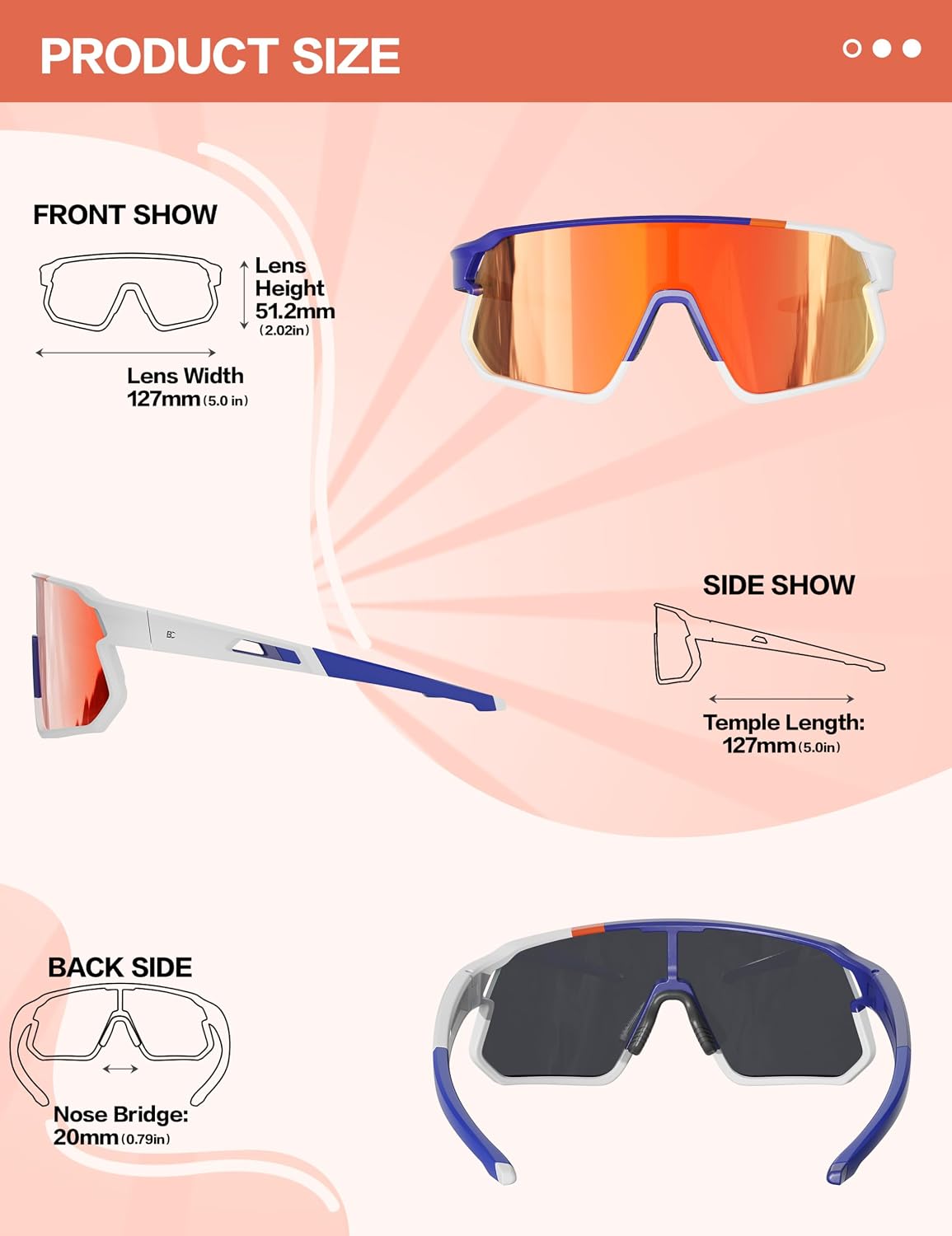 BIRCEN Polarized Baseball Sunglasses for Sports: TR90 Lightweight Running Sunglasses Cycling Glasses for Outdoor