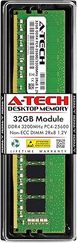 A-Tech 32GB RAM for Fujitsu ESPRIMO D7010F D3823-A2, D7011 D3923-A2, P5010 DDR4 3200MHz PC4-25600 DIMM Non-ECC UDIMM Memory Upgrade