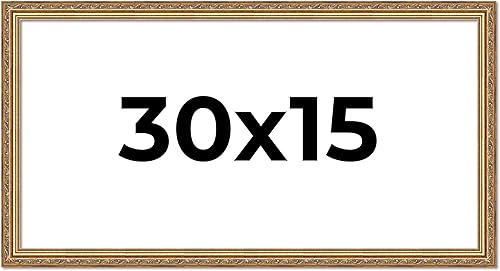 Vista 321 de Poster Palooza Marco de fotos de madera tradicional dorado antiguo de 6 x 18 pulgadas con plexiglás acrílico UV, respaldo de tablero de espuma