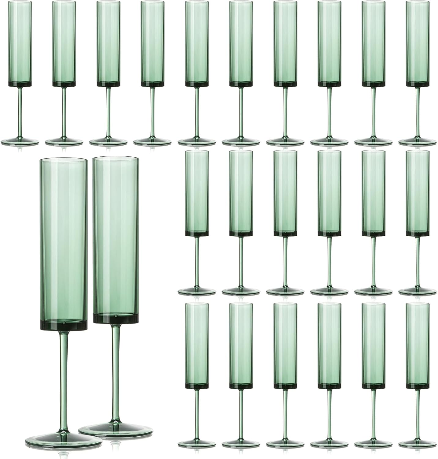 24 Pack Acrylic Dark Green Wine Glasses Green champagne glasses Champagne Flutes Sparkling Wine Glasses Wine Goblets Wedding Glassware Set Drinkware Glasses for Wedding Bar Celebration Baby Shower