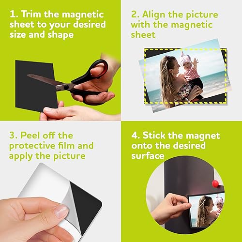 Miniatura 3 de Paquete de 15 hojas magnéticas para refrigerador de 4 x 6 pulgadas con respaldo adhesivo para fotos, hojas adhesivas magnéticas para casilleros,