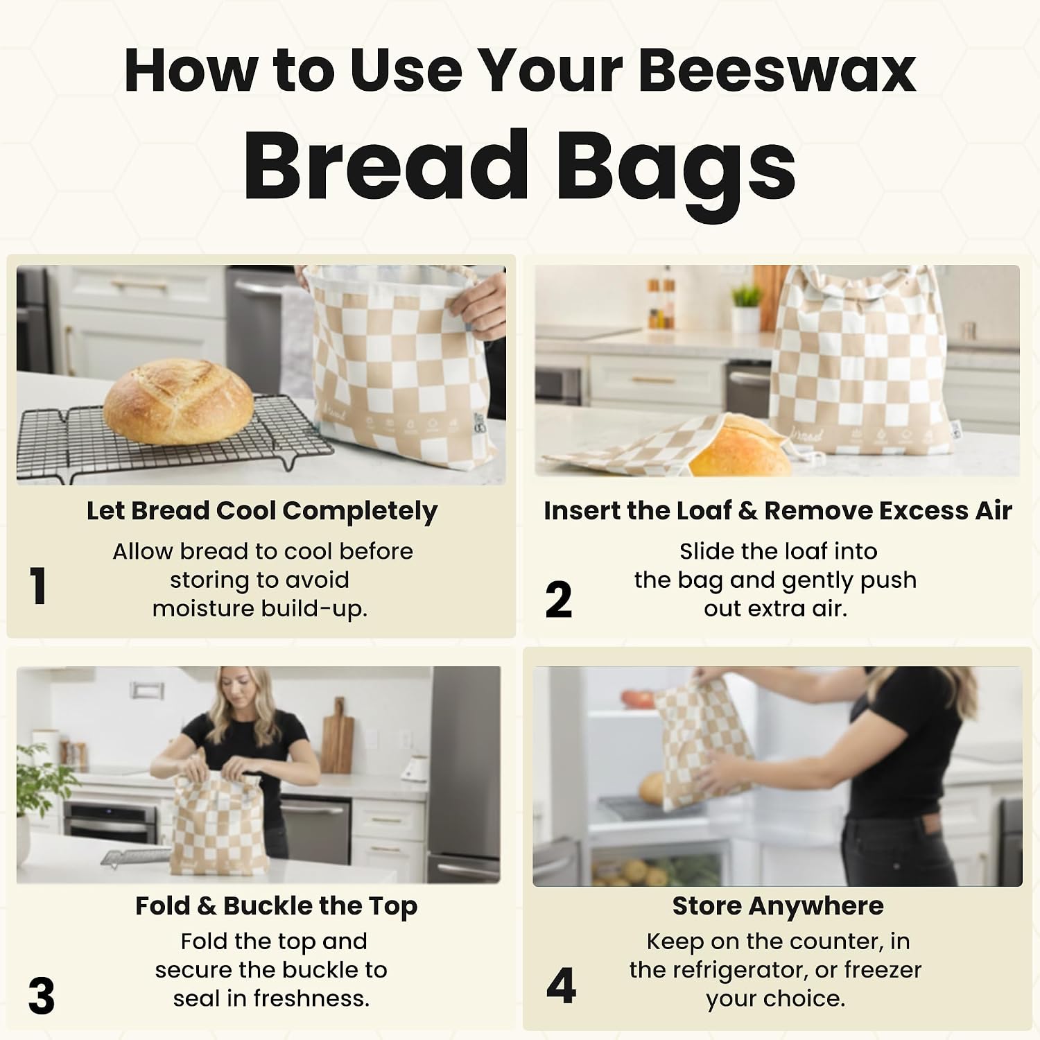 2-Pack XL Premium Reusable Beeswax Bread Bags 17x13 - Artisan Sourdough Keeper, Organic Cotton, Freezer-Safe Homemade Bread Storage - Eco Bread Gift for Bakers