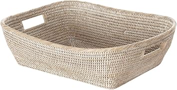 KOUBOO La Jolla Rattan Shelf Storage Basket,Towel Basket, Bathroom Basket, Home Storage, Bedroom Decorative Shelf Decor & Organizer, White Wash