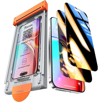 TOCOL For iPhone 15 Pro Max for Tempered Glass Privacy Screen 0 Bubbles Roller Car Installation Shockproof 9H Hardness Scratch-Resistant Anti-Fingerprint Anti-Oil Privacy Film for iPhone 15 Pro Max Pack of 2