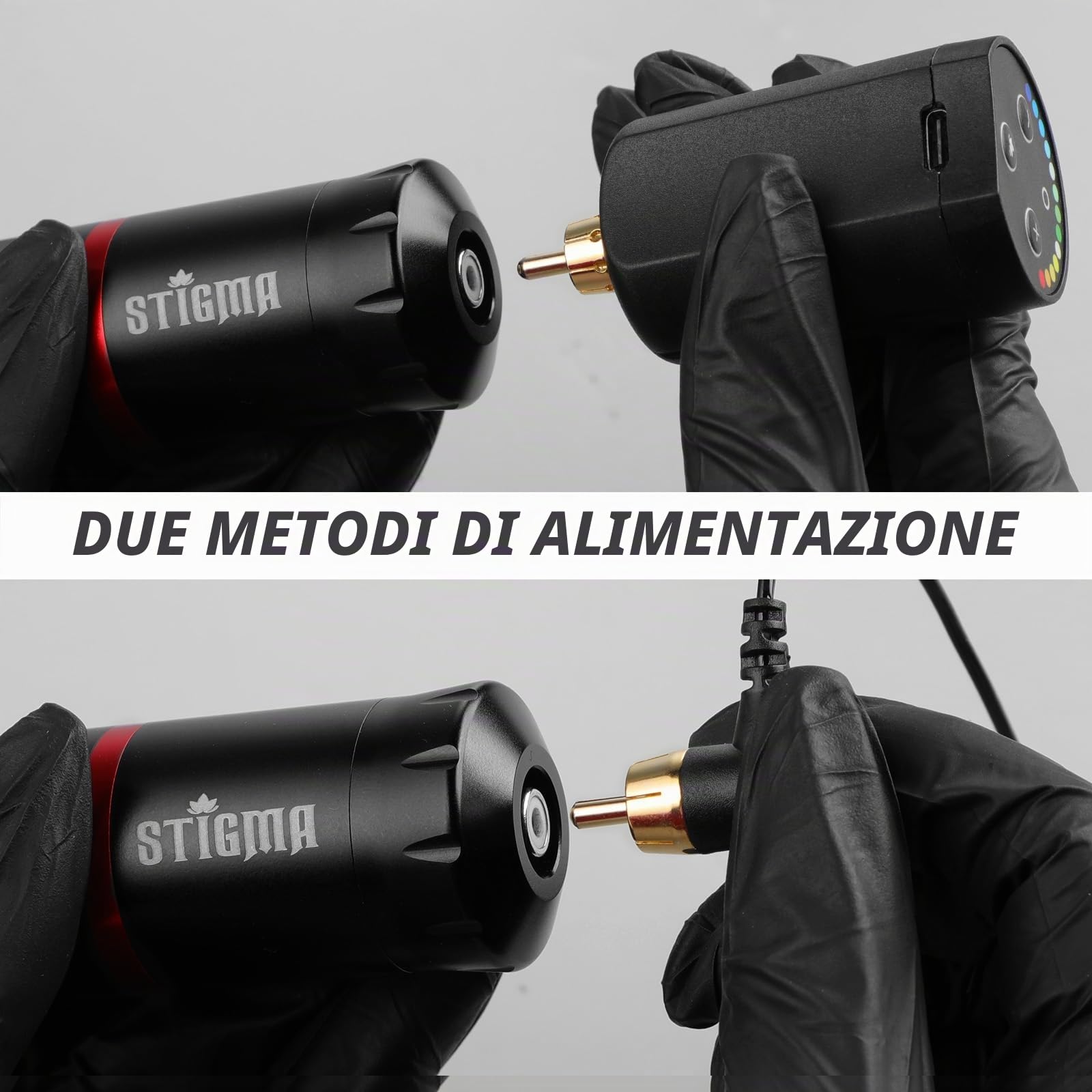 STIGMA Tattoo Pen Kit Rotary Gun Completo per Tatuaggi Professionale con 7 Inchiostri per Tatuaggi20 Cartucce Aghi STQ49P802-1