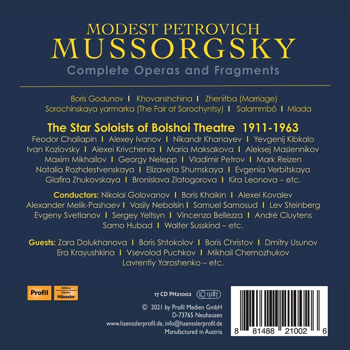 Modest Petrovich Mussorgsky: Complete Operas and fragments
