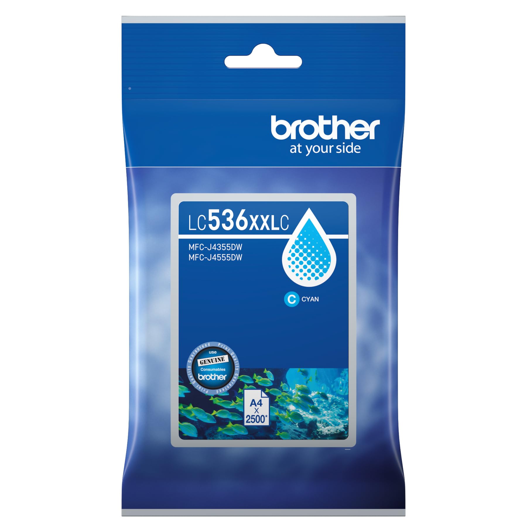 Brother Genuine LC-536XXLC Up to 2500 Pages Cyan Ink Cartridge Compatible with MFC-J4355DW/MFC-J4555DW - Super High-Yield - Cyan