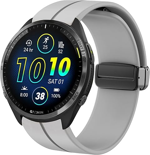 Miniatura 9 de Correa deportiva compatible con Garmin Forerunner 965, correa de repuesto de silicona suave con hebilla magnética compatible con Garmin Forerunner