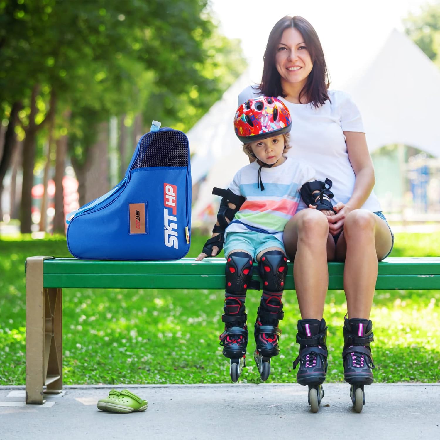 Roller Skate Bag with Adjustable Shoulder Strap for Kids and Adults to Hold Inline Skates and Knee Pads - Image 6