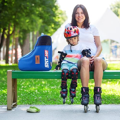 Miniatura 53 de Bolsa de patinaje con correa ajustable para el hombro para niños y adultos para sostener patines en línea y rodilleras Púrpura