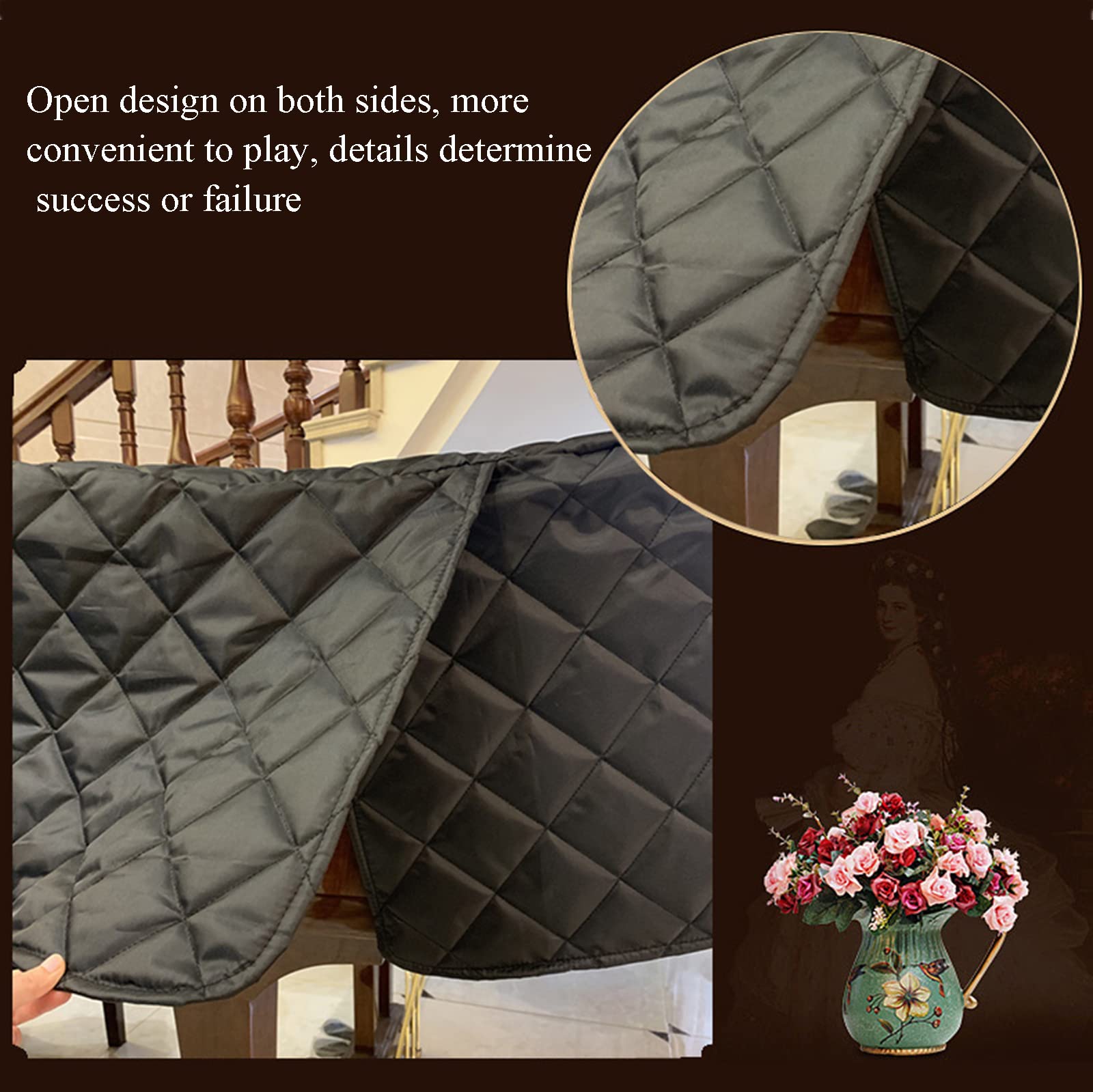 LekLai Pokrowiec Na Fortepian, Pyłoszczelny Pokrowiec Na Fortepian Wilgoć I Wodoodporny Trójkątny Pokrowiec Na Fortepian Zdobiony Ochronny Pokrowiec Na Standardowe Fortepiany