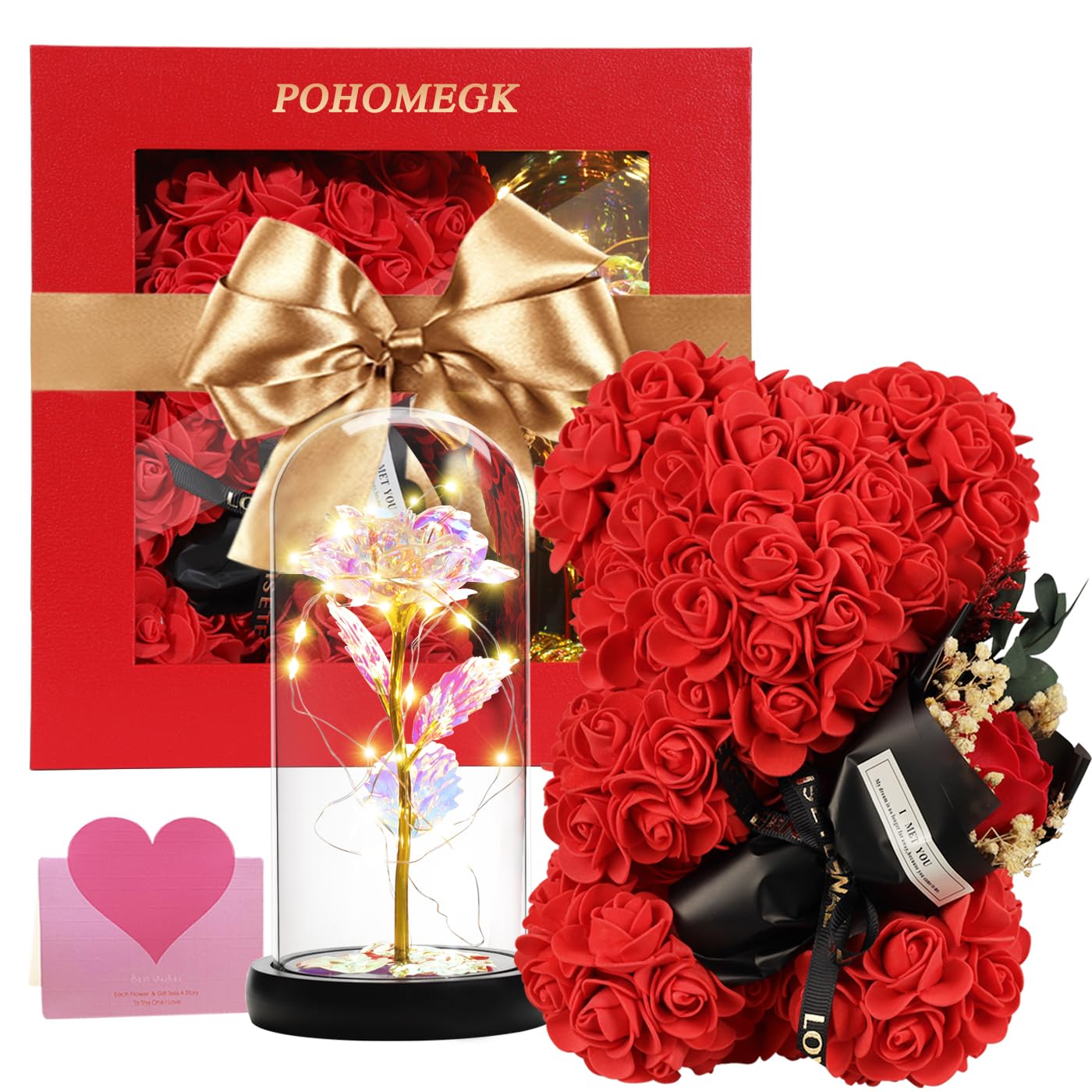 Sponsored Ad – Christmas Rose Bear Gifts for Women, Wife, Daughter, Girlfriend, Flower Teddy Bear Rainbow Light-Up Roses Gift Set – Perfect for Valentine’s, Mother’s Day, Christmas, and Anniversary