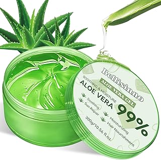 300 ml Aloe Vera Gel für Gesicht, Haare und Körper, Natürliche, Beruhigende und Pflegende Feuchtigkeitscreme für Trockene,...