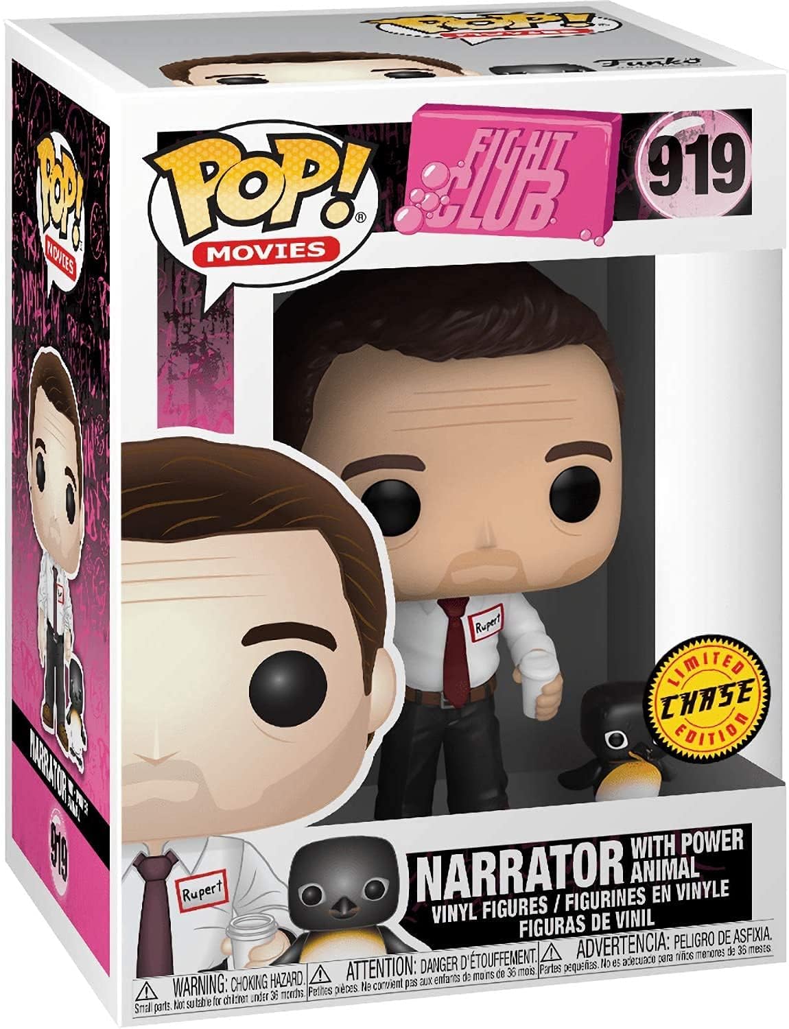 POP Fight Club - Narrator with Powe r Animal Limited Edition Chase Funko Pop! Vinyl Figure (Bundled with Compatible Pop Box Protector Case), 3.75 inches