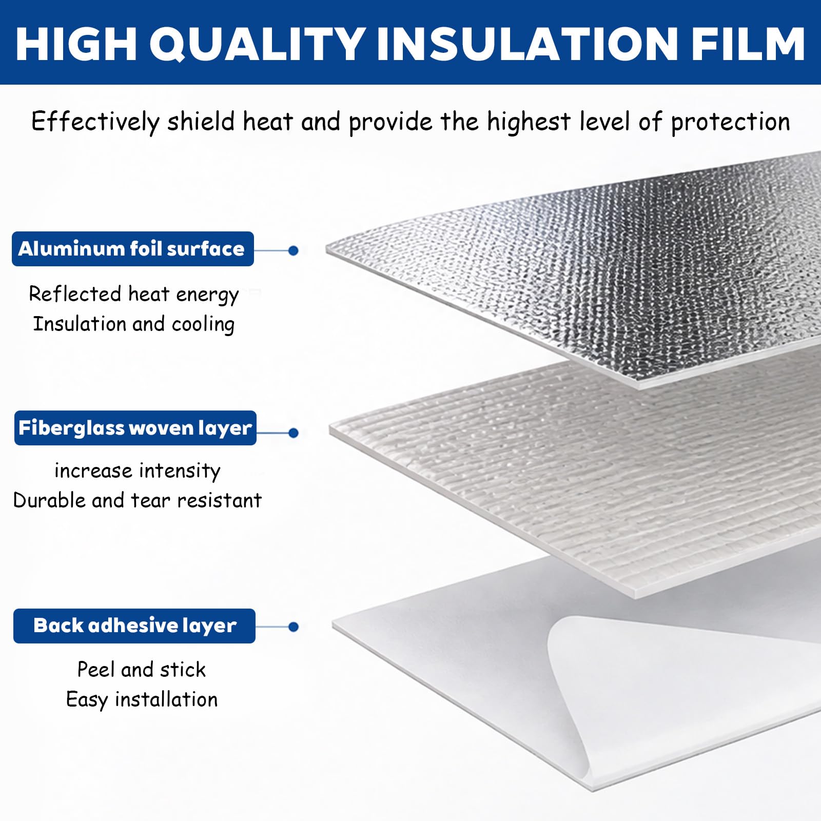 Pannello Isolante Termico Adesivo Alluminio Fibra di Vetro 1000°C 30x100cm per Tubi Scarico Auto Moto Termosifoni Caldaie Finestre