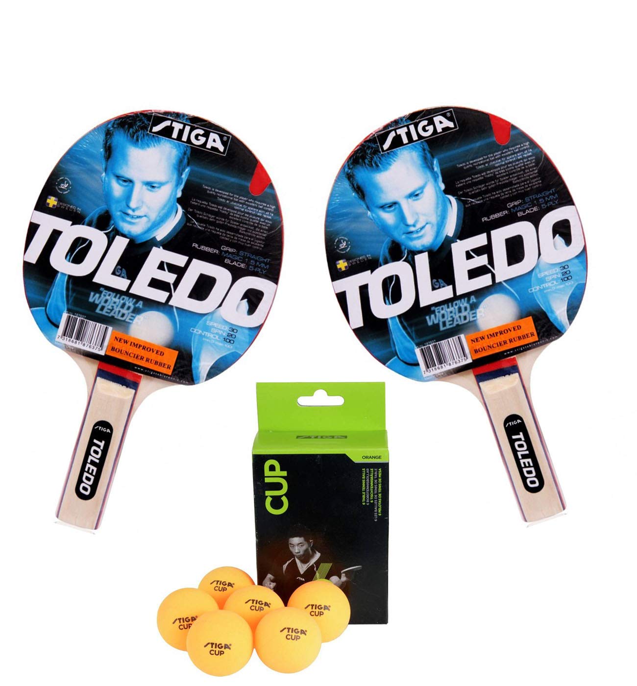 Stiga Toledo Table Tennis Racket Cup Table Tennis Balls TT Kit