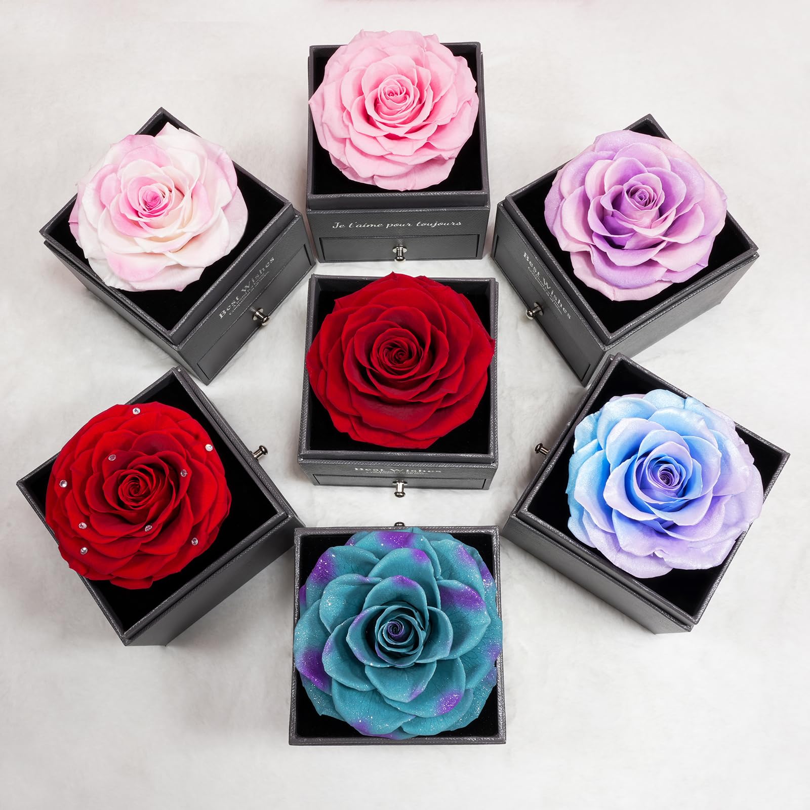 Sunia Cadeau Maman, Rose Eternelle avec Bijoux Argent 925 Collier, Collier Anniversaire Femme, Meilleure Maman du Monde, Coffret Rose Eternelle, Fleur Préservée Cadeau Fete des Meres Noel, Varie Rose