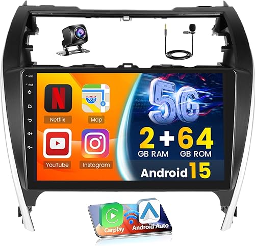 Miniatura 9 de Para Toyota Camry 2012-2014 Radio de coche Android 11 pantalla táctil estéreo de coche con Apple Carplay Android Auto reproductor multimedia de