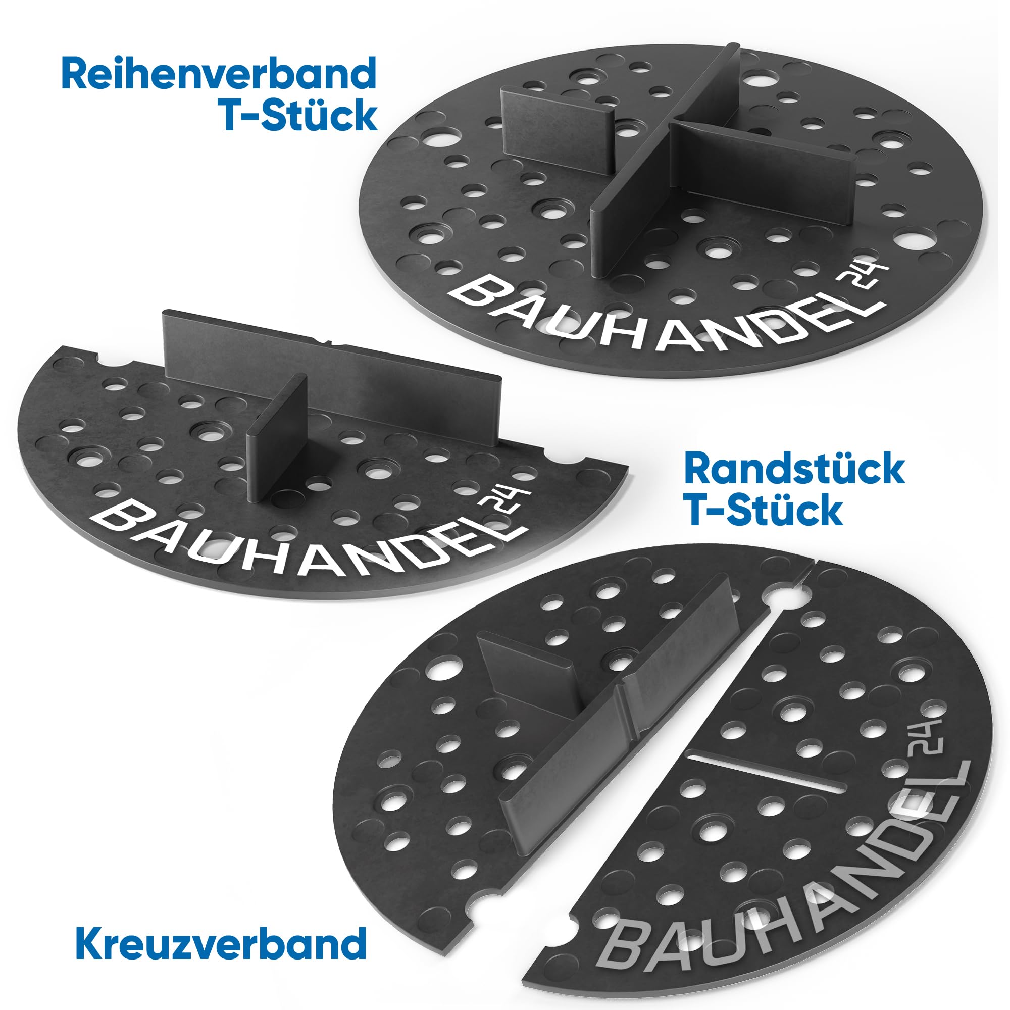 Bauhandel24 Fugenkreuze 3mm für Terrassenplatten Plattenlager Auflage Pads mit Teller Außenbereich Kiesbettlager Splittbettlager Schwarz