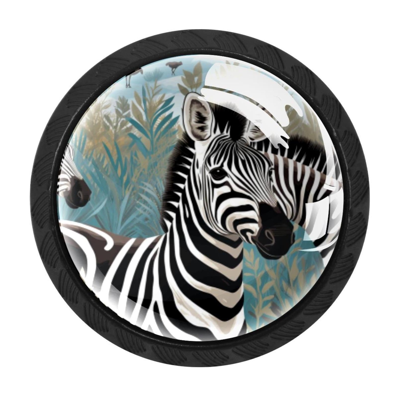 CHENZZZZ 4 PCS Zebra Crystal Glass Cabinet Knob Drawer Pull Handle for Kitchen Cupboard Dresser Wardrobe etc