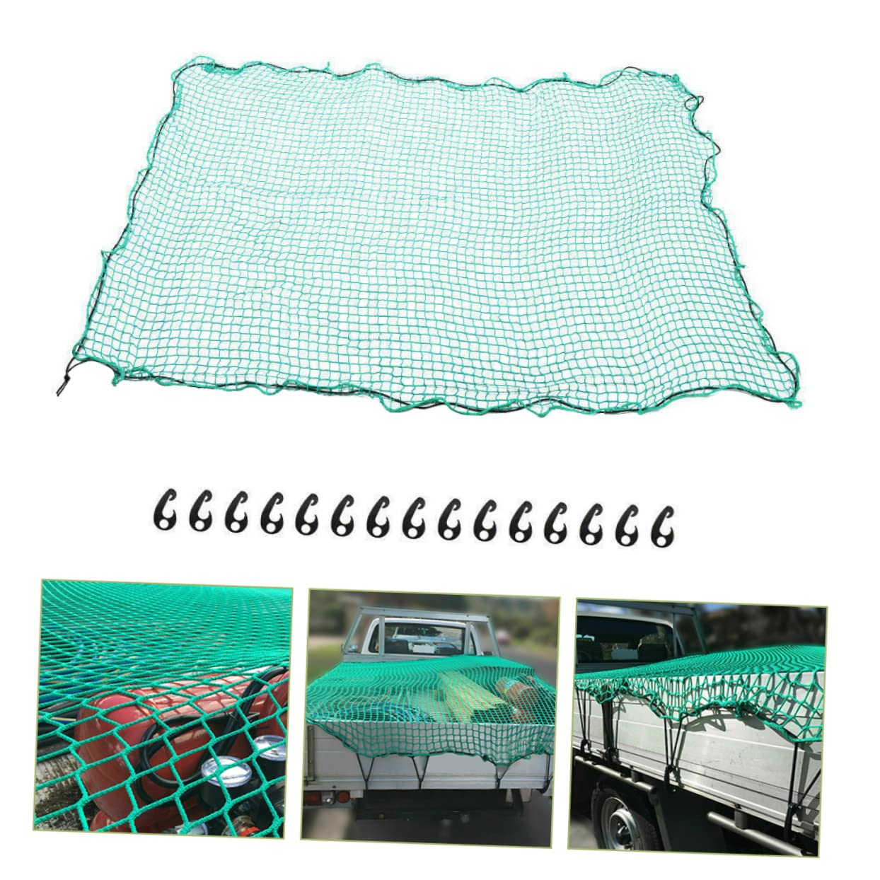 Rete di Carico e 15 Ganci in Nylon Resistente per Pick-up e Rimorchio con Elastici Rete Portabagagli Robusta e Trasporti Sicuri per Campeggio
