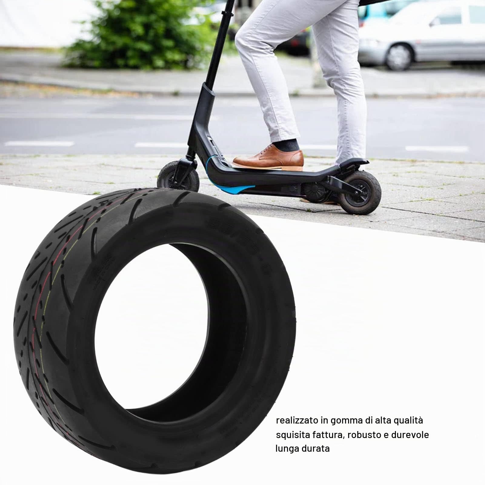 Pneu en Caoutchouc 90/55‑6, Pneu sous Vide à Rainure Exquise Facile à Installer Résistant aux Chocs pour Scooter électrique