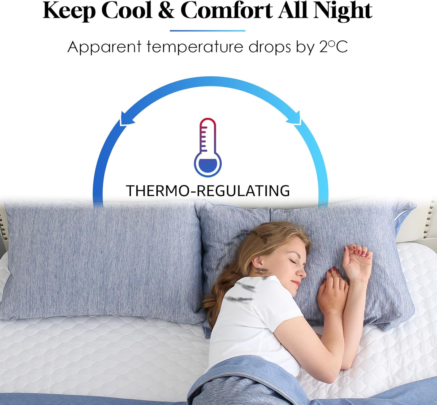 CHOSHOME 2 Pack Cooling Pillow Cases King Size & 1 Pack Cooling Blanket Oversized King Size