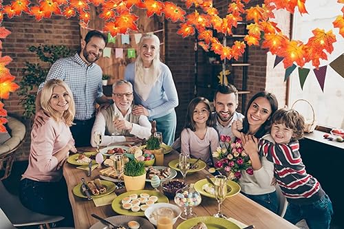 Miniatura 2 de Guirnalda de otoño con luces, guirnalda de luces de Acción de Gracias, paquete de 2 unidades, total de 20 pies y 40 luces LED de hojas de arce que