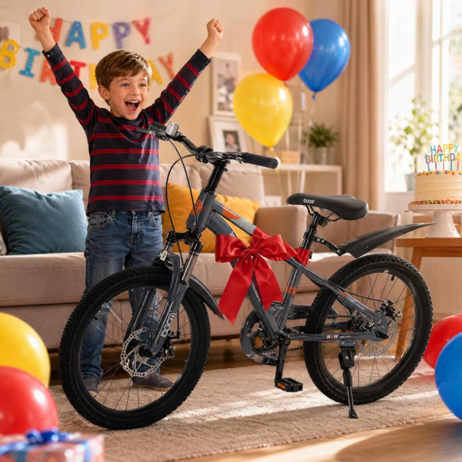 LSLIFE Kinder-Rennrad 18/20/22 Zoll, blau, rosa, grau – Kinderfahrrad für Jungen und Mädchen mit Schutzblech und Doppelscheibenbremsen, für Kinder von 5 bis 12 Jahren – Geschenk