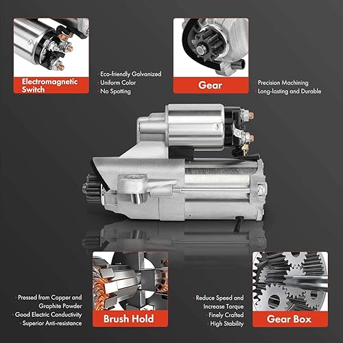 Miniatura 5 de A-Premium Motor de arranque compatible con Ford Explorer 11-19, Edge 07-18, Flex 09-19, Taurus 08-19 y Lincoln MKZ 13-16, MKX 07-18, MKS 09-16, MKT