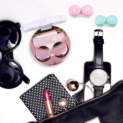 Miniatura 7 de Bonita funda para lentes de contacto, caja de viaje portátil con espejo, pinzas, herramienta removedora, botella de solución para oficina y