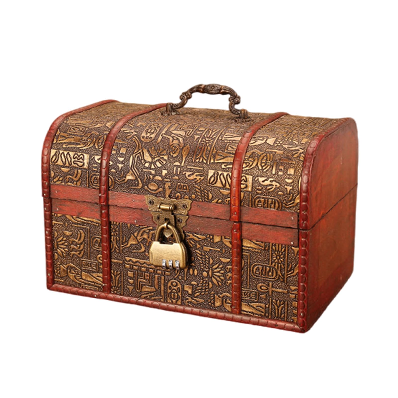 Hsioluted Wooden Display Chest Decorative Keepsakes Storage Container with Antique Jewelry Organiser for Women Wooden Jewelry Storage Box with