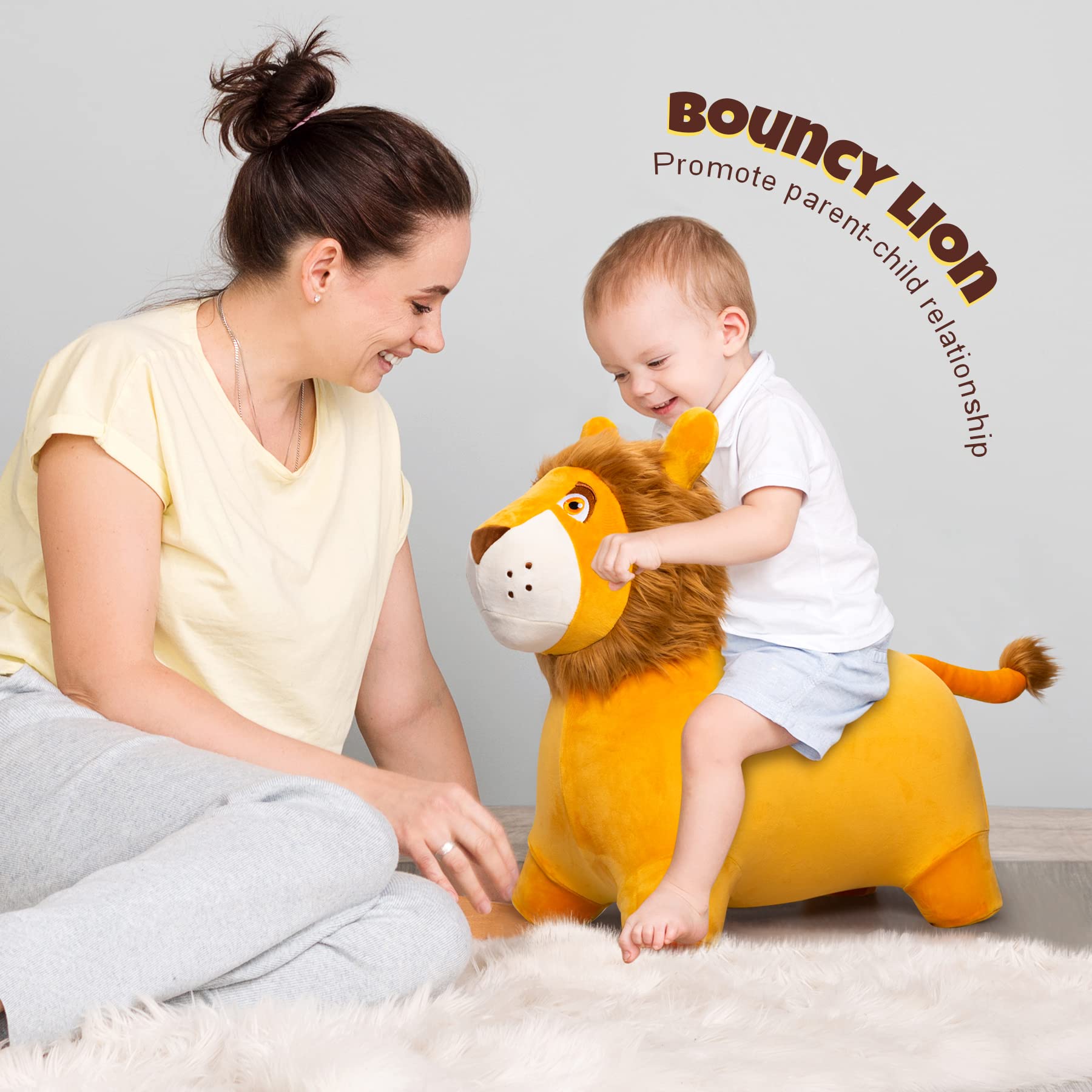 PlayZap Bouncy Animal for Toddler, Bouncy Horse Hopper, Kids Hopping Horse, Inflatable Jumping Ride on Bouncer, Outdoor Indoor Birthday Gift for 18M 24M3 4 5 6 Year Old Boys Girls Children