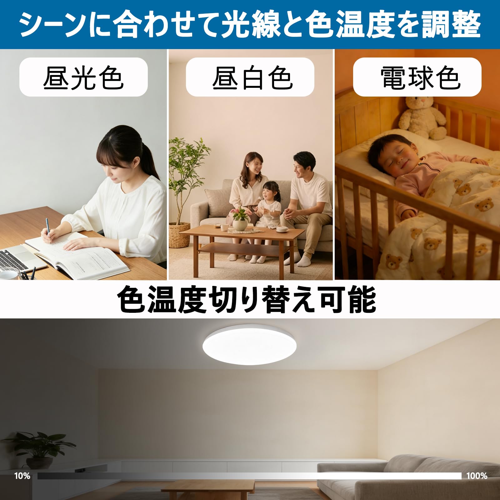 Amazon.co.jp : LEDシーリングライト6畳 16W 3600lm 調光 調色 高輝度