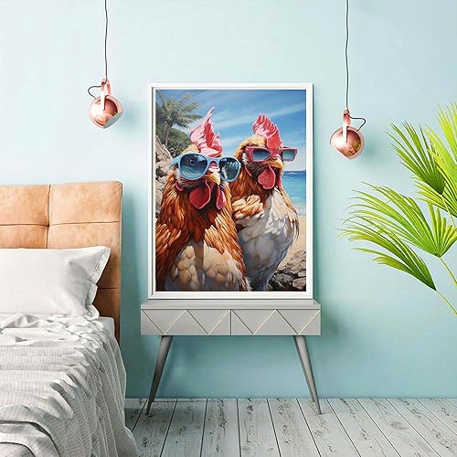 Miniatura 3 de Reofrey Accesorios de pintura de diamantes, gallo DIY, kits de arte de diamantes, kits de pintura de diamantes 5D para adultos, punto de cruz,