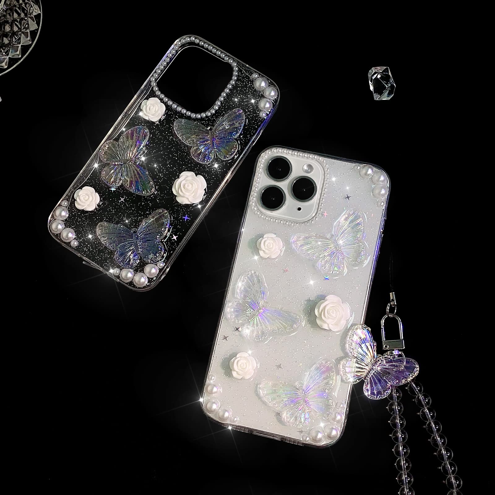 Lovmooful Compatible for iPhone 11 Pro Case Clear Cute 3D Glitter