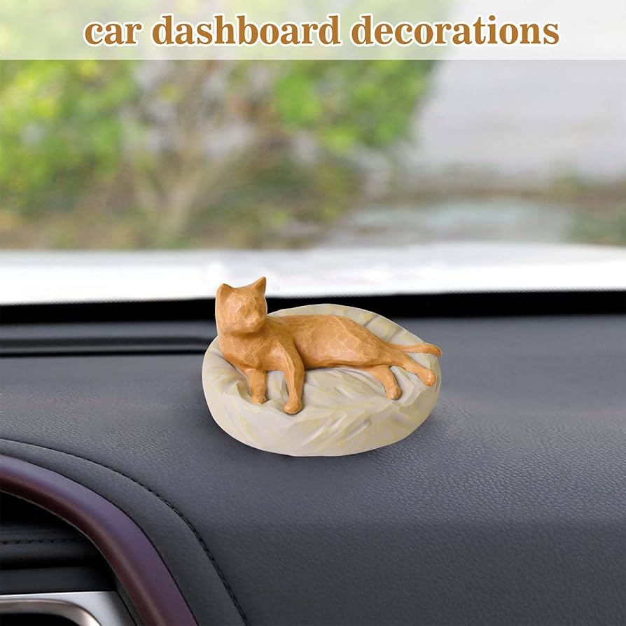 Resin Mini Cat Car Ornament Auto Center Console Decoration