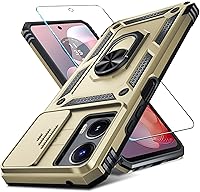 Vista 28 de Janmitta Compatible con Funda Moto G 5G 2024 con Cubierta Deslizante Integrada para Lente de Cámara + Protector de Pantalla + Soporte de Anillo