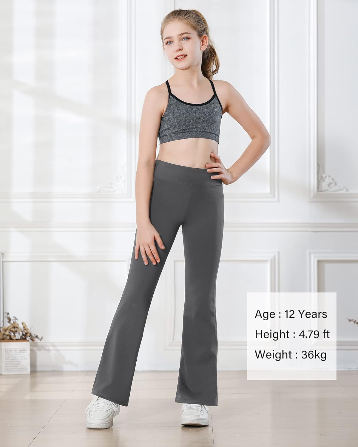 Stelle Girl's Flare Leggings with Pockets High Waisted Bootcut Yoga Pants Kids Dance Bell Bottoms Leggings - Image 5