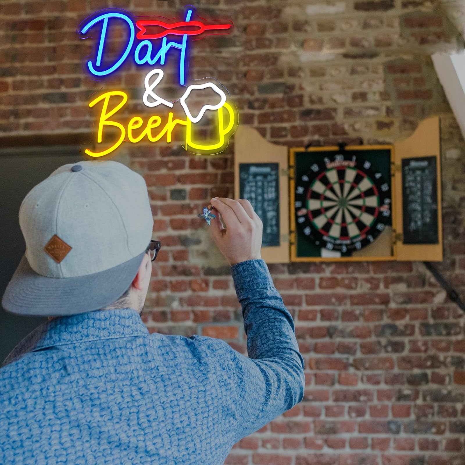 Dart Bier Neon Schild Darts Bar Led Neon Schild Wand Beer Bar Neon Sign Game Led Schild für Bier Bar Resturant Wohnzimmer Schlafzimmer Männerhöhle Party Home Dekor Store Geschenke