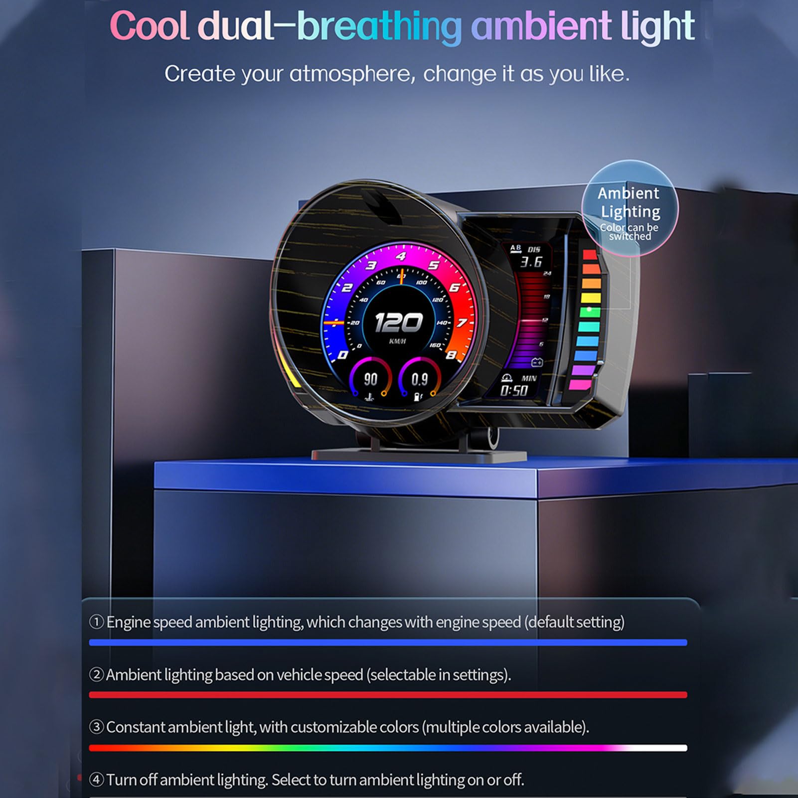 Shkalacar Compteur de Vitesse GPS OBD à Affichage Tête Haute pour