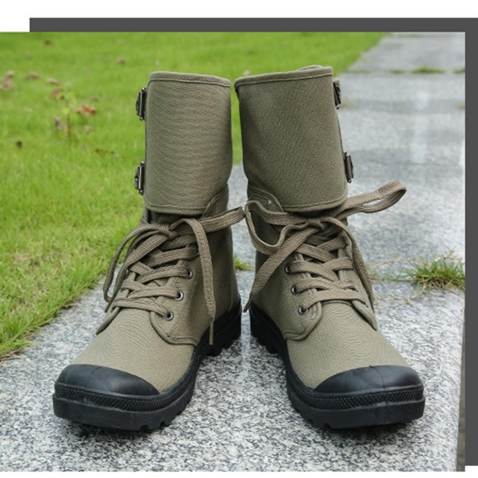 Amtopiyo Bottes montantes en toile à lacets pour homme