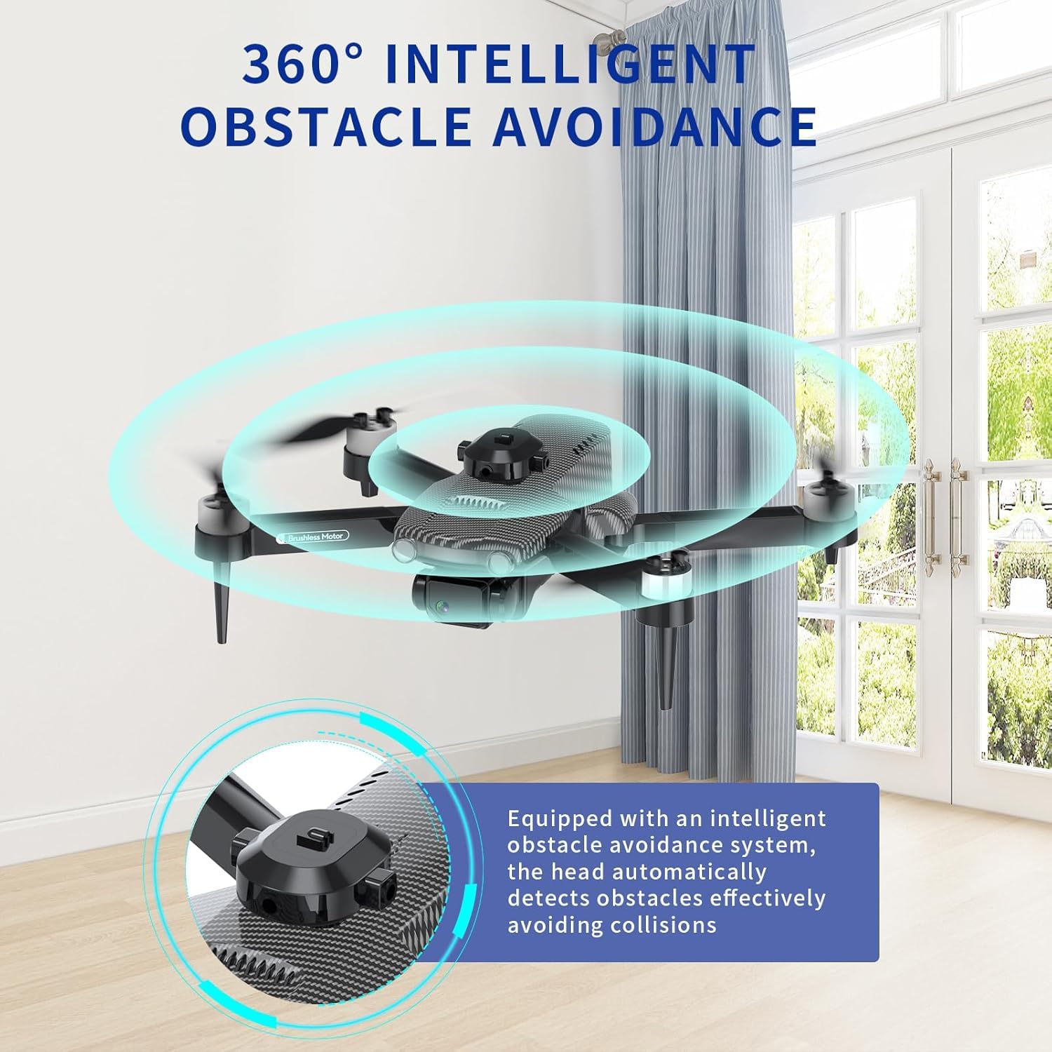 Drone Con Fotocamera 1080P,Aereo Radiocomandato Motore Brushless,Quadcopter WiFi pieghevole,Giocattoli Volanti Telecomandati,Modalità senza testa,Flip a 360°,Decollo a un clic,Regali per adulti