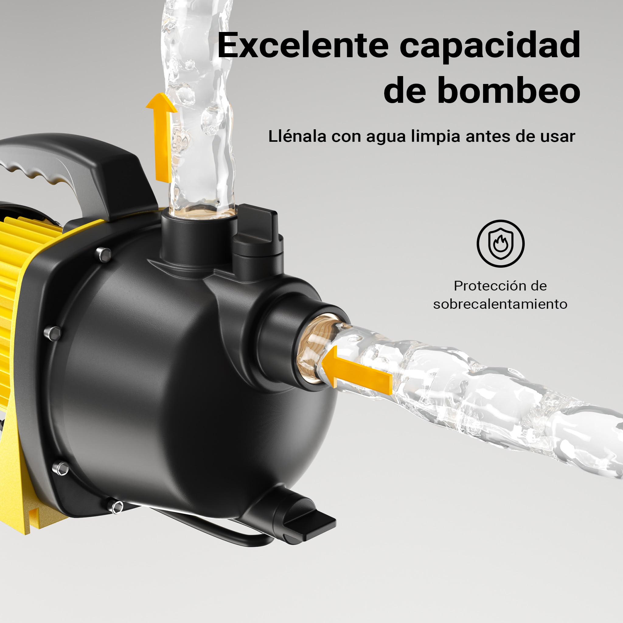 Bomba de jardín 2800l/h, 600W, asa y tornillo de drenaje, altura bombeo max. 35m, para agua clara