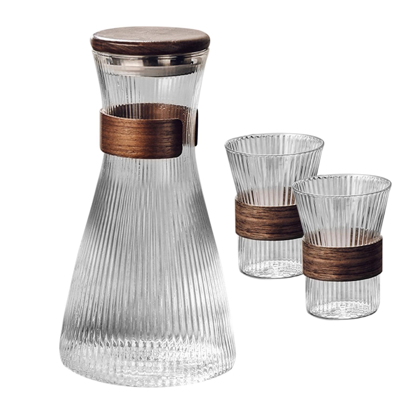 Krug für Heißes Und Kaltes Wasser, Teekrug, 1,5 L, mit Walnussdeckel, Krug für Kühles Abgekochtes Wasser, Wasserflasche für Früchtetee, Saft, Kühlschr