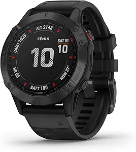 Garmin 010-02158-01 fenix 6 Pro, Premium Multisport GPS Watch, Features Mapping, Music, Grade-Adjusted Pace Guidance and Pulse Ox Sensors, Black