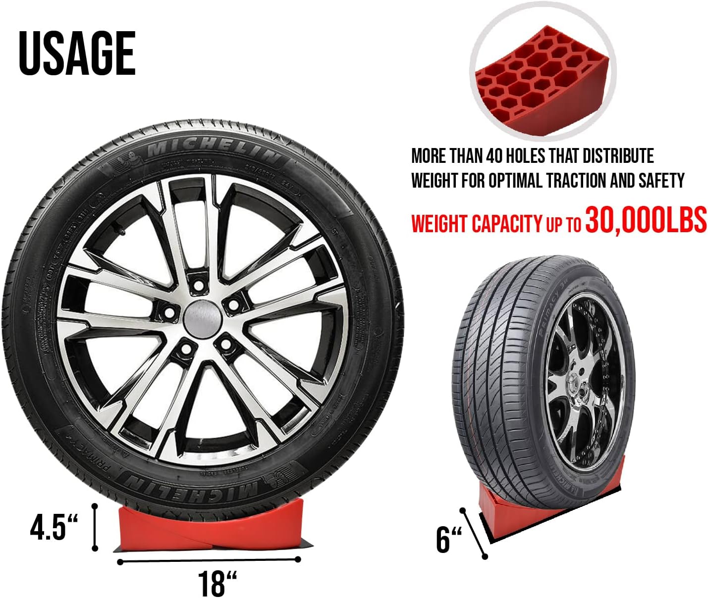 Camper Leveler Chocks | RV Leveling Ramp Blocks Chock Kit | Anti-Slip Mats Included | Camper Travel Trailer stablization use | Red