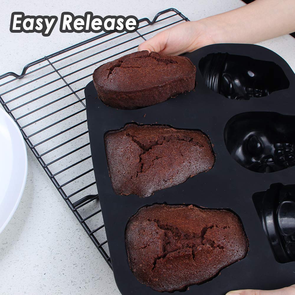 Webake Totenkopf-Kuchenform aus Silikon, Gelatine-Kuchenform, Totenkopf-Pizza-Backform